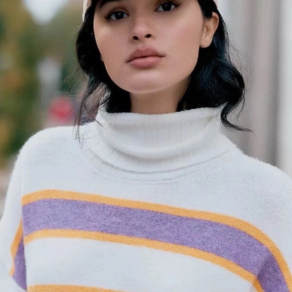 Anthropologie Daily Practice Karigan Midi Sweater Dress XL Striped Turtleneck - Picture 2 of 9